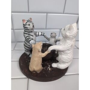 Vintage 2000 Penco "Circle of the World" Cat & Mouse Tea Light Candle Holder Vgt